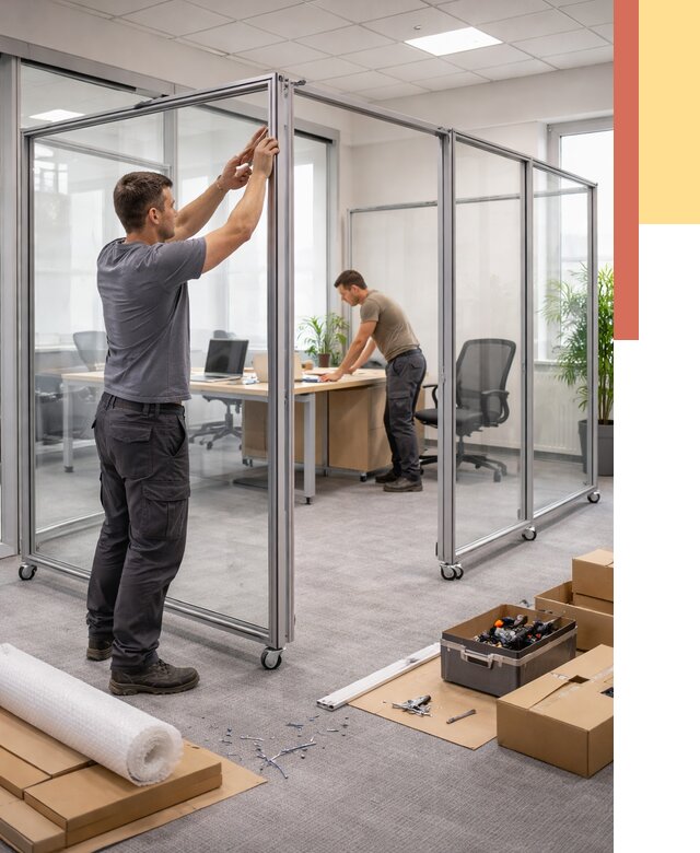 Мобильные офисные перегородки в Барабинске от 12696 руб. — установка под ключ | ОТДЕЛОЧНИК-Ббн