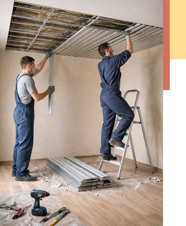 Демонтаж реечного потолка в Барабинске от 4571 руб. быстро и недорого | ОТДЕЛОЧНИК-Ббн