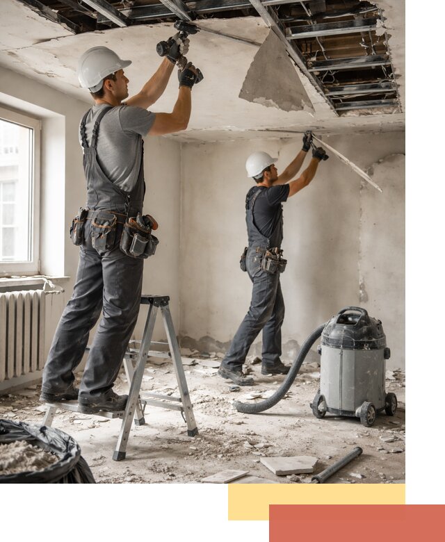 Демонтаж гипсокартонного потолка в Барабинске быстро и аккуратно