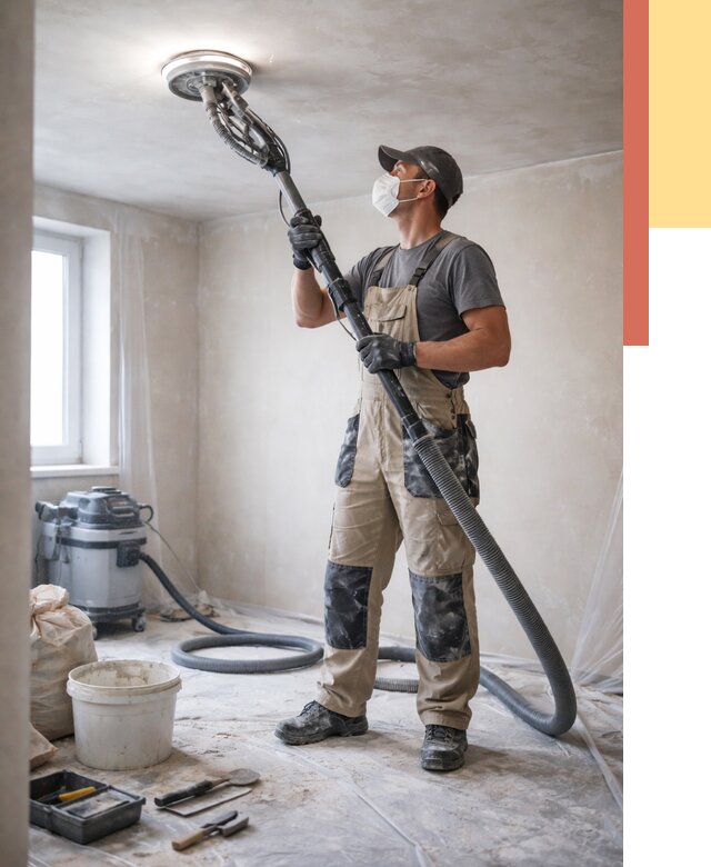 Шлифовка потолка в Барабинске от 3555 руб. — услуги шлифования потолка | ОТДЕЛОЧНИК-Ббн