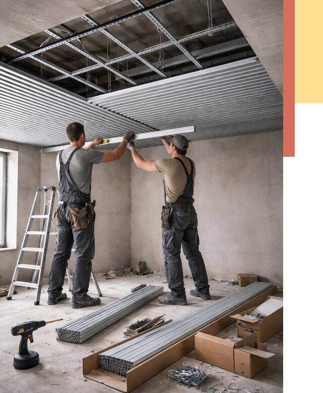 Монтаж реечного потолка в Барабинске от 4571 руб. под ключ | ОТДЕЛОЧНИК-Ббн