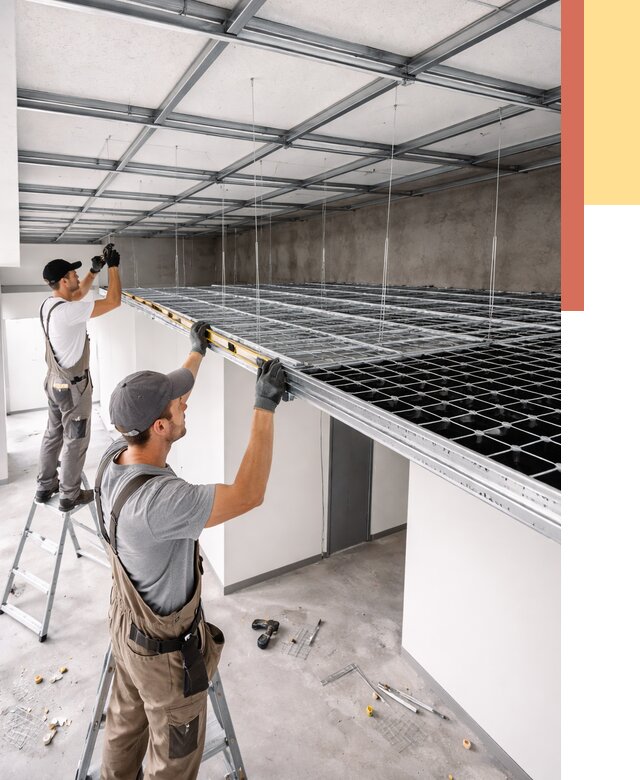 Монтаж потолка грильято в Барабинске от 457 руб./м² — быстрая сборка под ключ | ОТДЕЛОЧНИК-Ббн