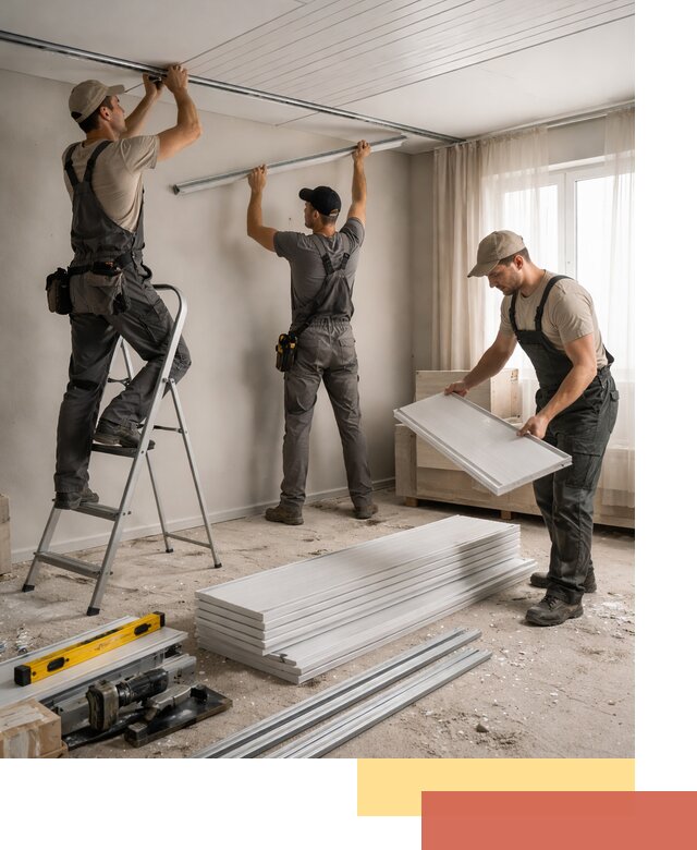 Монтаж потолка из ПВХ панелей в Барабинске оперативно и качественно