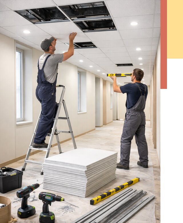 Ремонт потолка Армстронг в Барабинске от 4571 руб. — быстро и недорого | ОТДЕЛОЧНИК-Ббн