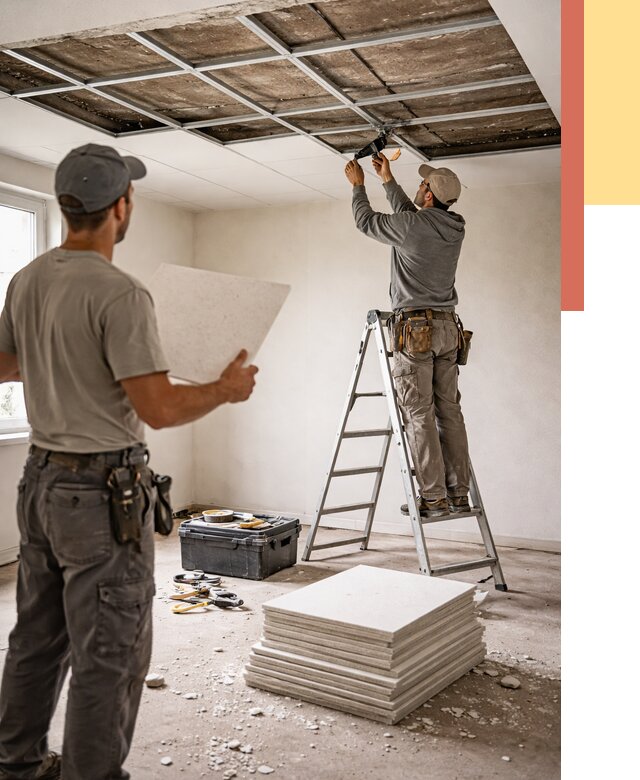 Замена плит подвесного потолка в Барабинске от 1777 руб. быстро и недорого | ОТДЕЛОЧНИК-Ббн