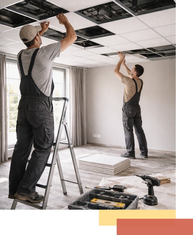 Замена плит подвесного потолка в Барабинске быстро и качественно