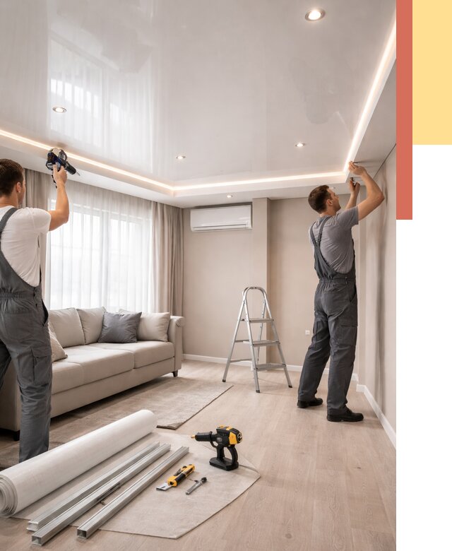 Монтаж глянцевого натяжного потолка в Барабинске от 762 руб. под ключ | ОТДЕЛОЧНИК-Ббн