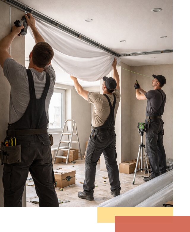 Монтаж парящего натяжного потолка под ключ в Барабинске