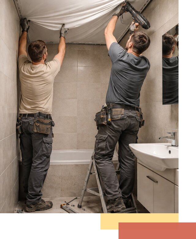 Монтаж натяжного потолка в ванной в Барабинске быстро и качественно