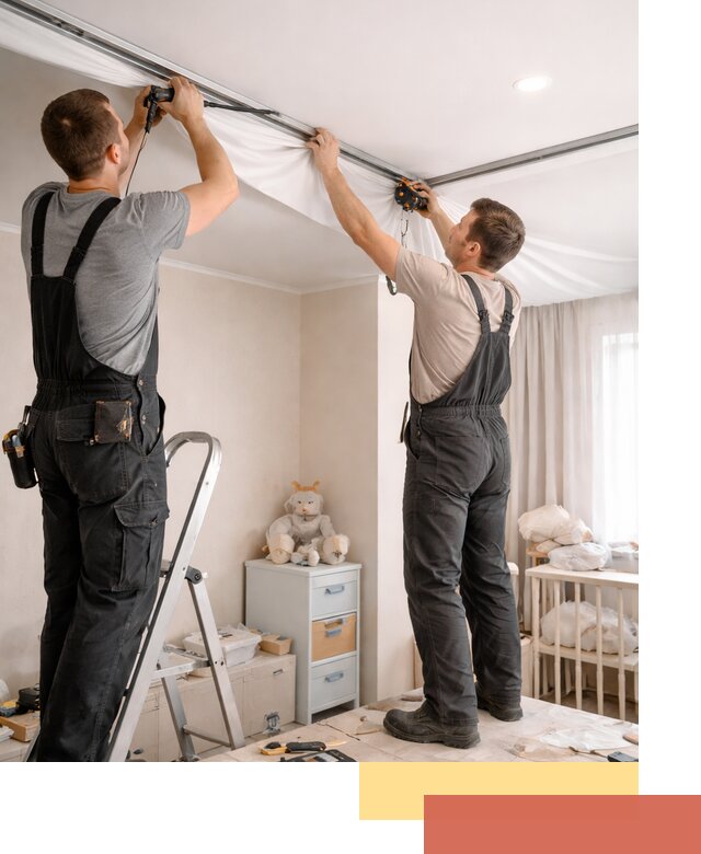 Монтаж натяжного потолка в детской комнате в Барабинске