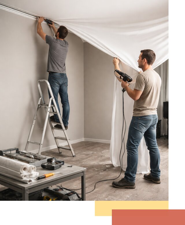 Монтаж натяжного потолка в студии в Барабинске