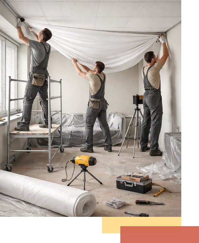 Монтаж натяжного потолка в офисе в Барабинске