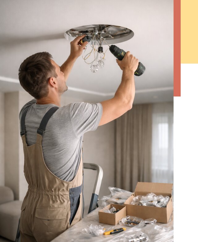 Установка люстры в натяжной потолок в Барабинске от 1219 руб. | Быстро и недорого — ОТДЕЛОЧНИК-Ббн