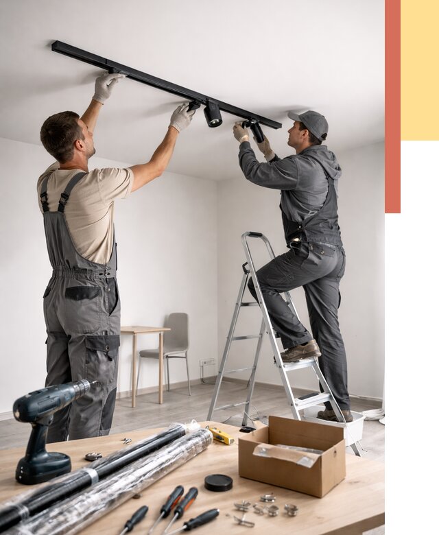 Установка трековых светильников в натяжной потолок в Барабинске от 4266 руб. | ОТДЕЛОЧНИК-Ббн