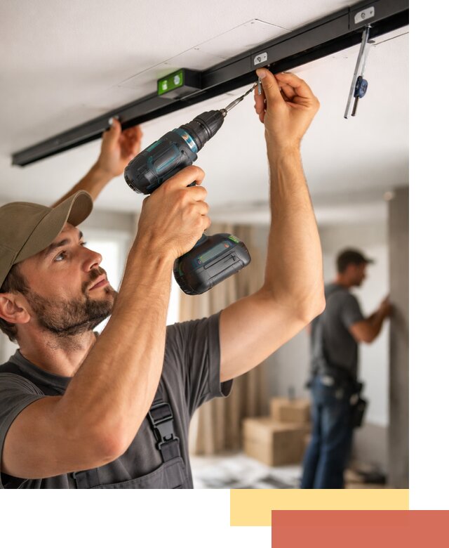 Установка трековых светильников в натяжной потолок в Барабинске