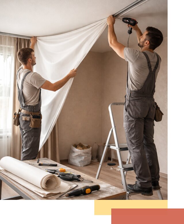 Замена полотна натяжного потолка в Барабинске быстро и качественно