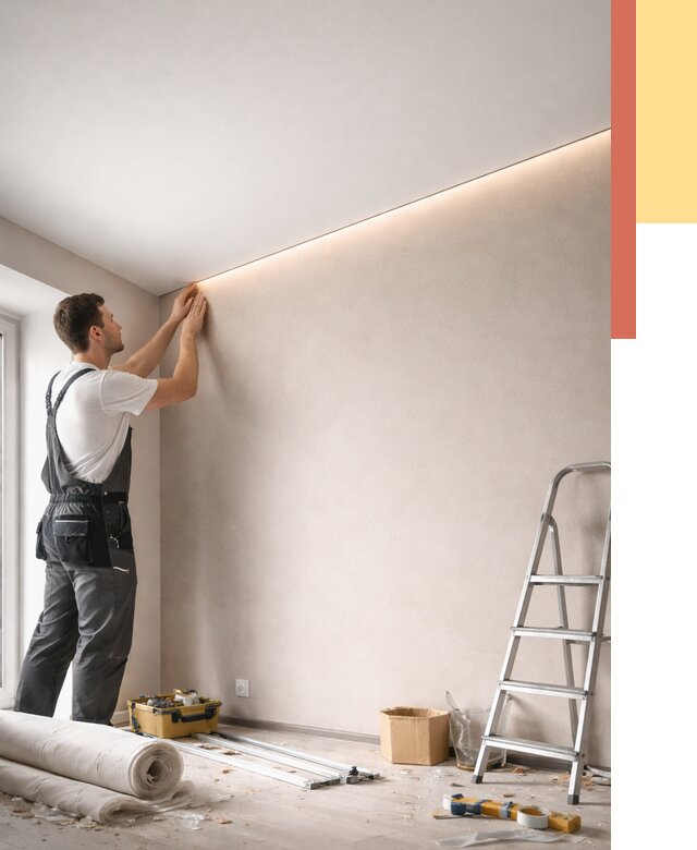 Теневые натяжные потолки в Барабинске от 8329 руб. под ключ | ОТДЕЛОЧНИК-Ббн