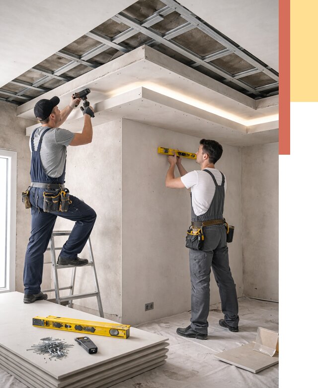 Двухуровневый потолок из гипсокартона в Барабинске от 1473 руб. под ключ | ОТДЕЛОЧНИК-Ббн