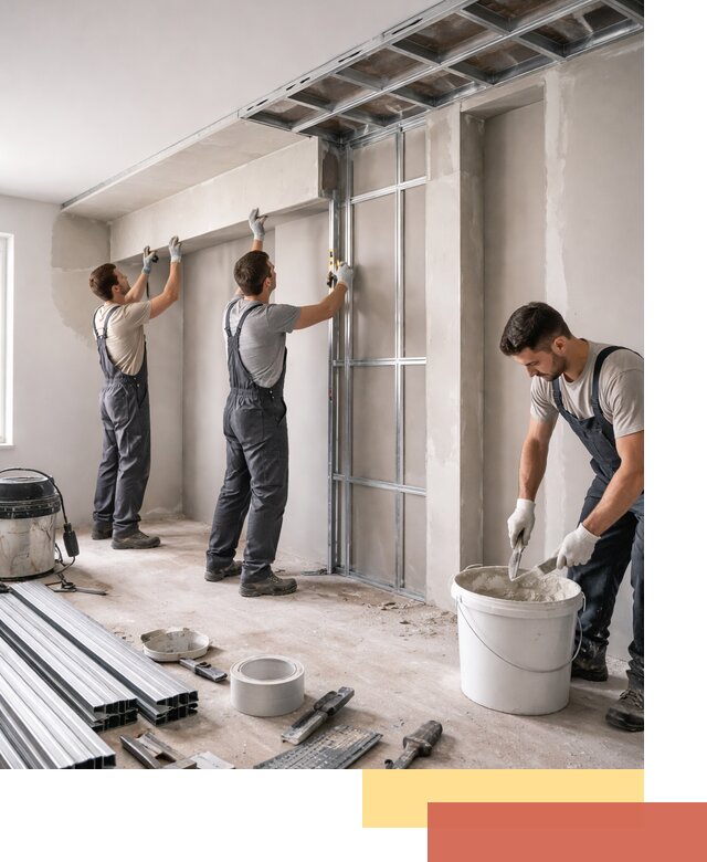 Монтаж потолка из гипсокартона с нишей в Барабинске