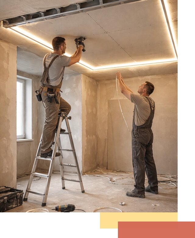 Потолок из гипсокартона с подсветкой в Барабинске