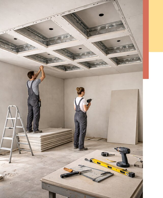 Кессонный потолок из гипсокартона в Барабинске от 1879 руб. — монтаж и под ключ | ОТДЕЛОЧНИК-Ббн