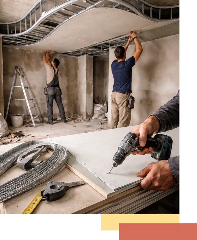 Криволинейный потолок из гипсокартона в Барабинске — монтаж и отделка