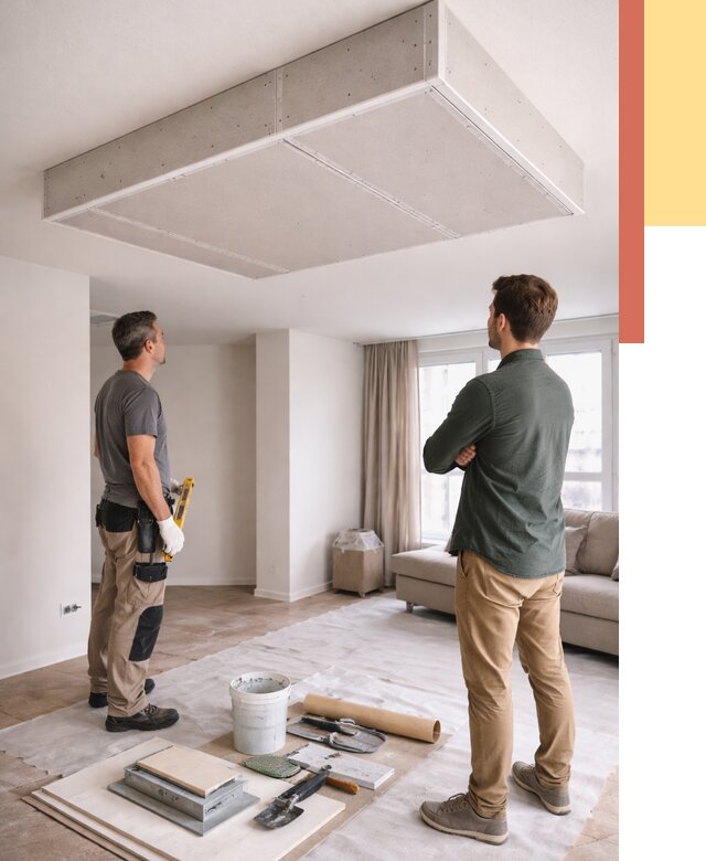 Короб на потолке из гипсокартона в Барабинске от 2235 руб. — монтаж и услуги под ключ | ОТДЕЛОЧНИК-Ббн