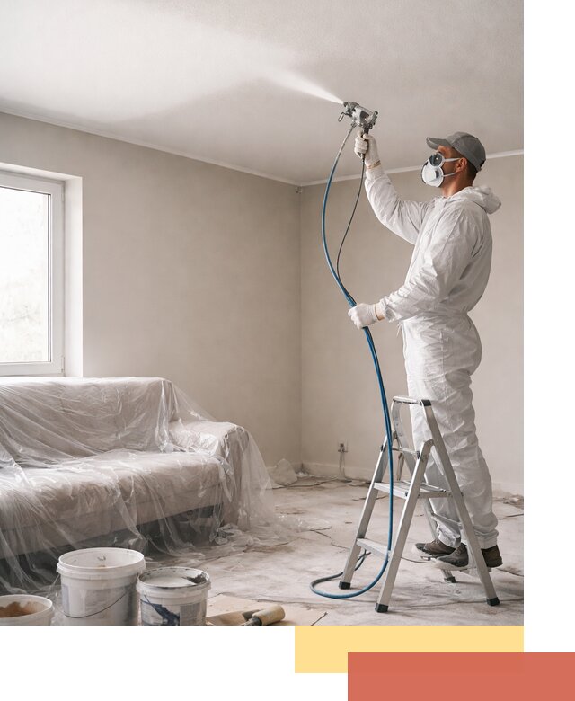 Покраска потолка краскопультом в Барабинске быстро и качественно