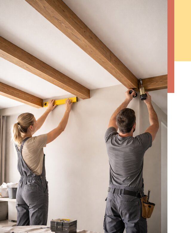 Монтаж декоративных балок на потолок в Барабинске от 4266 руб. — ОТДЕЛОЧНИК-Ббн