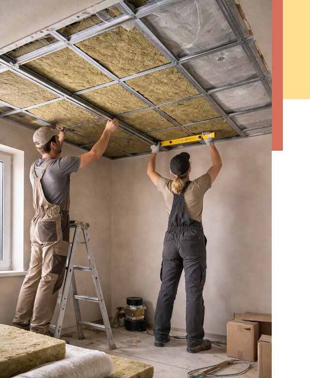 Шумоизоляция потолка в Барабинске от 1270 руб. под ключ — услуги ОТДЕЛОЧНИК-Ббн